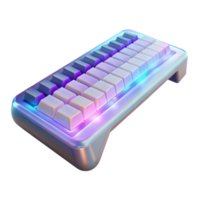 impressive vintage A transparent, levitating keyboard with holographic keys, ambient lighting, minimalist product design style high quality png