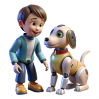 wonderful traditional A robotic dog interacting with a child, warm, natural lighting, heartwarming illustration style authentic png