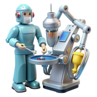 stunning abstract A robotic surgeon performing a complex operation, intricate details on the robot's arms and tools, bright, sterile lighting, medical robotics style genuine png