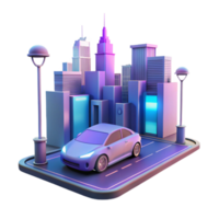 stunning classic A self-driving car navigating a futuristic cityscape, neon streetlights, photorealistic style authentic png