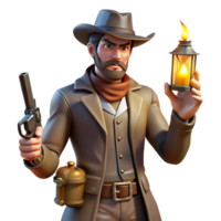 impressive classic A Wild West gunslinger in a dusty saloon, lit by the dim glow of oil lamps. Gritty, realistic, western art style exclusive png