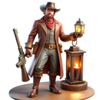 wonderful vintage A Wild West gunslinger in a dusty saloon, lit by the dim glow of oil lamps. Gritty, realistic, western art style detailed png