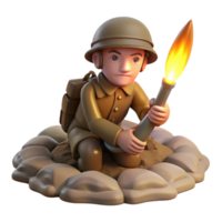 stunning classic A World War I soldier in a trench, lit by the flare of a signal rocket. Somber, realistic style original png