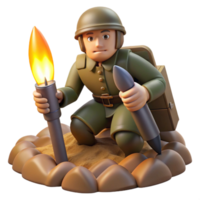 serene modern A World War I soldier in a trench, lit by the flare of a signal rocket. Somber, realistic style authentic png