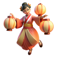 extraordinary artistic A geisha performing a traditional dance, illuminated by paper lanterns. Ukiyo-e style, delicate lines and colors genuine png