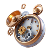 dramatic minimalist A complex steampunk pocket watch, gears and springs exposed, floating in mid-air, ethereal, soft lighting high resolution png