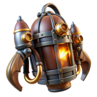 wonderful abstract A detailed illustration of a steampunk jetpack, brass nozzles emitting steam, dramatic, backlighting genuine png