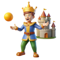 elegant modern A medieval jester juggling in a castle courtyard, lit by bright midday sun. Colorful, playful style authentic png
