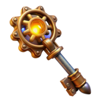 impressive creative A steampunk key, intricate carvings and clockwork mechanisms, glowing with an inner light, mysterious, dark lighting original png