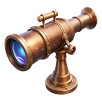 magnífico tradicional uma steampunk telescópio, latão e cobre construção, aguçado para uma nebulosa, celestial, etéreo iluminação Alto resolução png