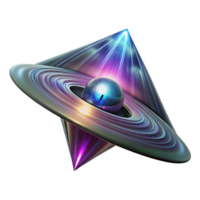 elegant abstract A sleek, triangular starship pierces through a wormhole, its warp drive emitting a vibrant, fractal pattern of light. Cosmic horror, psychedelic style premium png