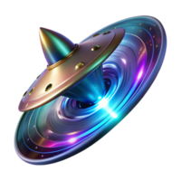 elegant rustic A sleek, triangular starship pierces through a wormhole, its warp drive emitting a vibrant, fractal pattern of light. Cosmic horror, psychedelic style professional png