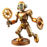 extraordinary classic A steampunk automaton, intricate gears and clockwork mechanisms, dynamic pose, strong, directional lighting genuine png