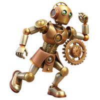 stunning contemporary A steampunk automaton, intricate gears and clockwork mechanisms, dynamic pose, strong, directional lighting detailed png