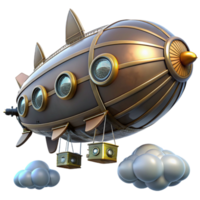 vibrant abstract A steampunk zeppelin, sleek design with visible gears and propellers, soaring through a cloudy sky, dramatic, cinematic lighting original png