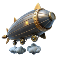 wonderful artistic A steampunk zeppelin, sleek design with visible gears and propellers, soaring through a cloudy sky, dramatic, cinematic lighting premium png