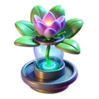 beautiful contemporary A genetically modified plant with luminous, pulsating petals blooms in a sterile laboratory, illuminated by fluorescent lighting. Biopunk, surreal style premium png