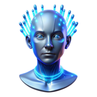 extraordinary modern A holographic projection of a human face flickers in the air, illuminated by the blue light of a data stream. Cyberpunk, ethereal style authentic png