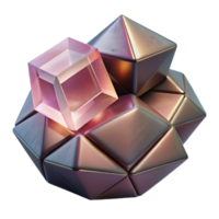 magnificent traditional Fractured geometric shapes of polished obsidian and rose quartz, illuminated by a soft, ethereal glow, Cubist style detailed png