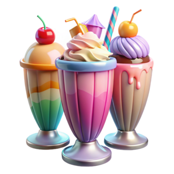 magnífico moderno uma colorida pintura do uma vintage refrigerante fonte com gelo creme sundaes e batidos, brilhante, alegre iluminação, retro estilo Alto qualidade png