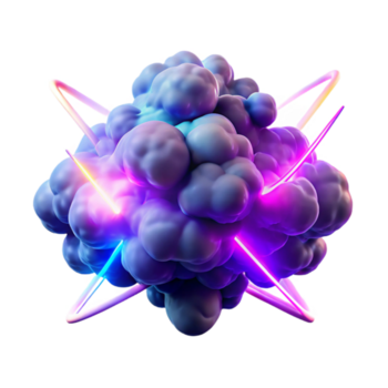 extraordinary abstract A cloud of swirling smoke and particles, illuminated by beams of neon light, creating intricate patterns, synthwave style exclusive png