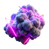 magnificent abstract A cloud of swirling smoke and particles, illuminated by beams of neon light, creating intricate patterns, synthwave style high resolution png