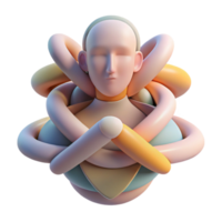 dramatic minimalist Abstract portrait formed by intersecting lines and curves, with a soft, pastel color scheme, Bauhaus style authentic png