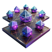 extraordinary traditional A field of vibrant, pulsating geometric shapes, connected by thin, glowing lines, with a dark, mysterious atmosphere, psychedelic style high resolution png