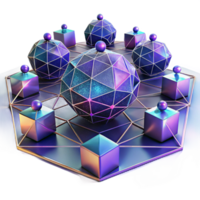 impressive artistic A field of vibrant, pulsating geometric shapes, connected by thin, glowing lines, with a dark, mysterious atmosphere, psychedelic style premium png