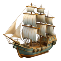 impressive abstract A highly detailed drawing of a vintage ship with sails and rigging, realistic lighting, nautical style premium png