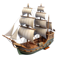 magnifico rustico un' altamente dettagliato disegno di un' Vintage ▾ nave con vele e sartiame, realistico illuminazione, nautico stile alto qualità png