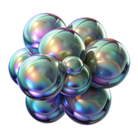 wonderful minimalist A cluster of floating, iridescent bubbles, reflecting distorted images of fractal patterns, dreamlike style exclusive png