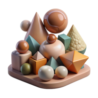 stunning artistic A field of geometric shapes, morphing and transforming into organic forms, with a muted, earthy color palette, surrealist style professional png