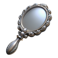 extraordinary abstract An intricate illustration of a vintage hand mirror with ornate carvings and a silver finish, soft lighting, elegant style 4K png