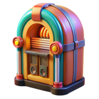 extraordinary traditional A colorful painting of a vintage jukebox with brightly lit buttons and a selection of records, bright, cheerful lighting, retro style high quality png