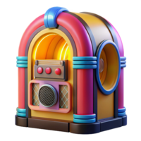 magnificent rustic A colorful painting of a vintage jukebox with brightly lit buttons and a selection of records, bright, cheerful lighting, retro style detailed png