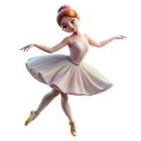 magnificent creative Portrait of a graceful ballerina with flowing white tutu, poised on pointe, soft spotlight, classical style high resolution png
