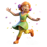 extraordinary classic A playful nymph, dancing in a sunlit meadow, scattering flower petals, rendered in a vibrant impressionistic style authentic png
