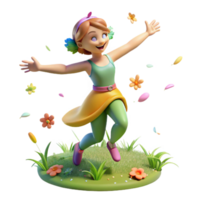dramatic abstract A playful nymph, dancing in a sunlit meadow, scattering flower petals, rendered in a vibrant impressionistic style authentic png