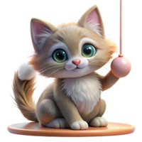 dramatic abstract Portrait of a playful kitten, fluffy fur, batting at a dangling string, soft window light, adorable style authentic png