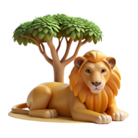 extraordinary rustic A regal lion pride resting beneath the shade of an acacia tree, photorealistic style, warm savannah lighting professional png