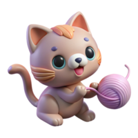 magnificent abstract A playful kitten batting at a ball of yarn, soft pastel colours, kawaii anime style detailed png
