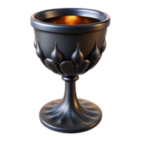 wonderful classic A gothic chalice filled with swirling black liquid, illuminated by an internal glow, surrealist painting style exclusive png