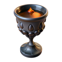 vibrant classic A gothic chalice filled with swirling black liquid, illuminated by an internal glow, surrealist painting style authentic png