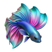 beautiful vintage A vibrant betta fish with flowing fins, dynamic pose, neon colors, digital art style high quality png