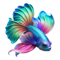 wonderful minimalist A vibrant betta fish with flowing fins, dynamic pose, neon colors, digital art style authentic png
