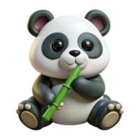 wonderful modern A playful panda cub munching on bamboo, soft lighting, whimsical cartoon style high resolution png