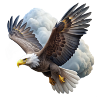 serene abstract A majestic bald eagle soaring through a stormy sky, dramatic lighting, realistic style high resolution png