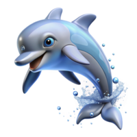 serene contemporary A playful dolphin leaping out of the ocean, sparkling water droplets, dynamic pose, photorealistic style high quality png