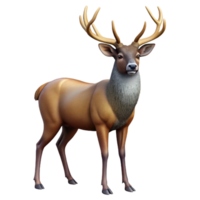 elegant classic A majestic stag with large antlers, autumnal forest setting but no actual background elements, realistic rendering high quality png